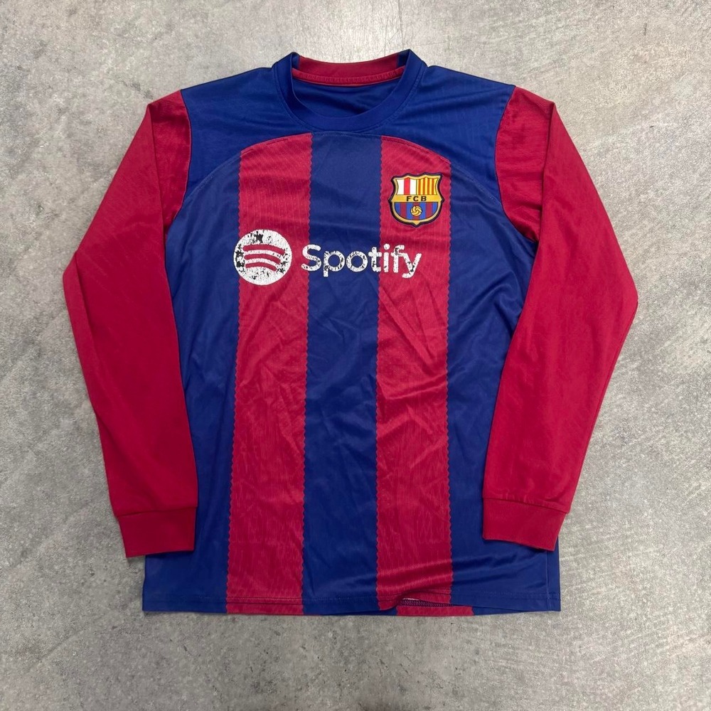 FC Barcelona Men's Training Top Striped Long Sleeve Small